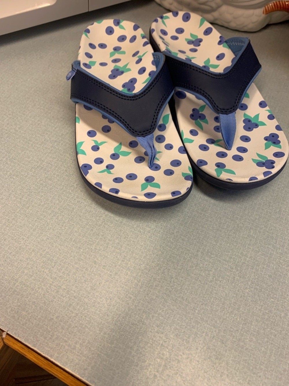 Spenco Blue Floral Women's Thong Sandals